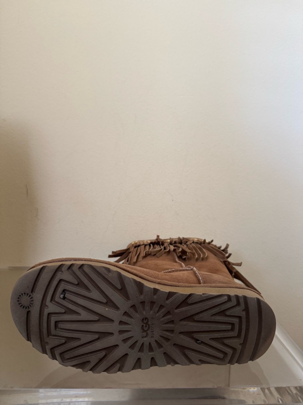 Ugg x Jimmy Choo Boots Sora Studded Fringe Suede Chestnut US 8 - Picture 13 of 16